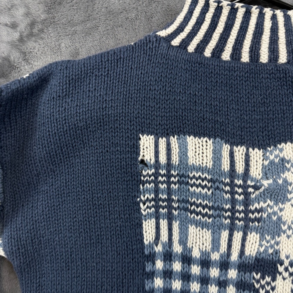 Paul Harris Design Patchwork Sweater Womens Small Blue Hand Knitted Cottagecore - Picture 8 of 8